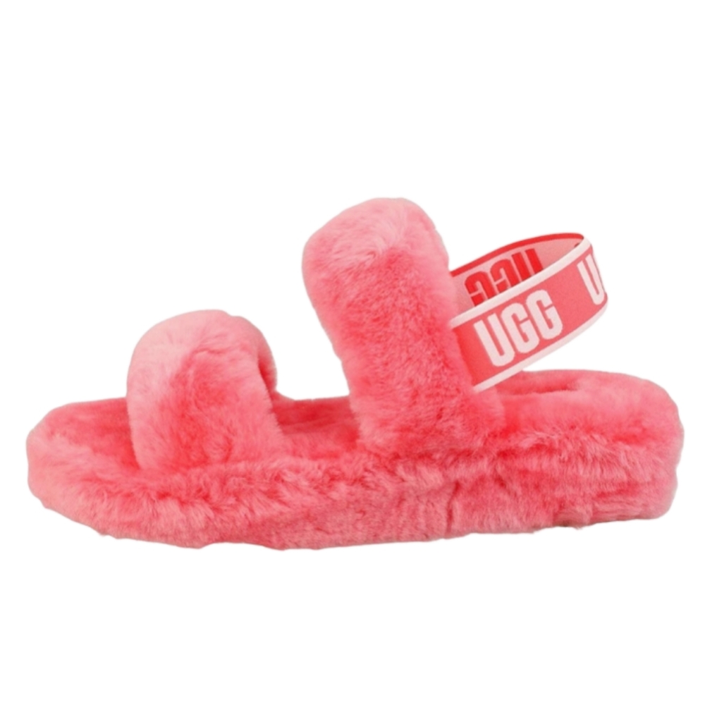 NEW UGG Oh Yeah slippers lamb fur pink strawberry sorbet women's size 7 slides